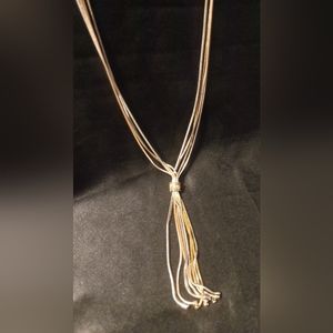Alfani knotted lariat necklace 32 +2 in long .Rose gold ,gold, silver Macy's